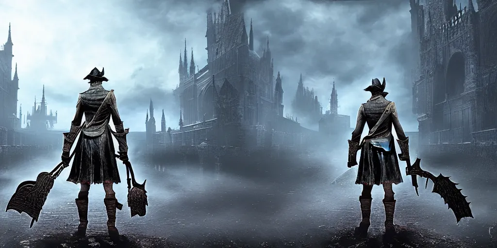 Image similar to A stunning screenshot of a unique area in Bloodborne