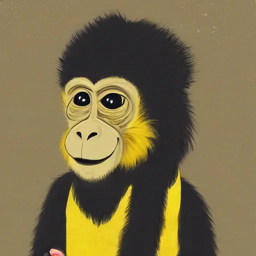 Image similar to a monkey wearing a yellow kimono, 8 k