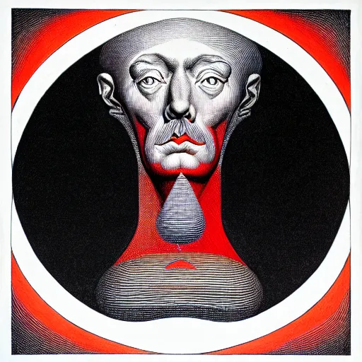 Image similar to red graphic conceptual post - mortem monumental portrait made by escher and william blake and salvador dali, highly conceptual art, intricate detailed painting, illustration sharp detail, vector sharp graphic, manga 1 9 9 0