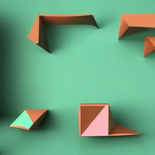 Image similar to 3D render of abstract geometric shapes on a mint background