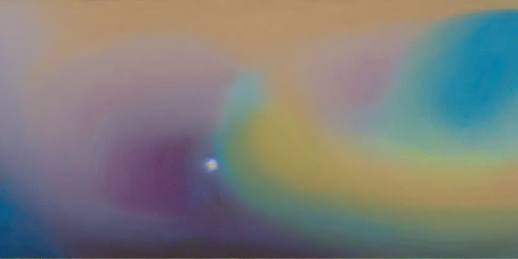 Image similar to the inner structure of quantum reality waves. Oil on canvas. Modern painting. Agnes Pelton. Zao Wou-ki.