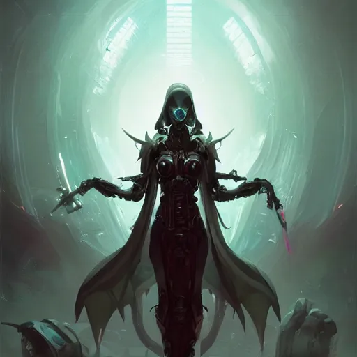 Image similar to portrait of a cybernetic grim reaper of death, cyberpunk concept art by pete mohrbacher and artgerm and wlop and greg rutkowski and deathburger, digital art, highly detailed, intricate, sci-fi, sharp focus, Trending on Artstation HQ, deviantart, unreal engine 5, 4K UHD image