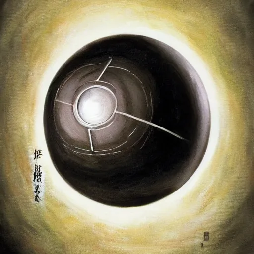 Prompt: realistic painting of the black sphere from gantz