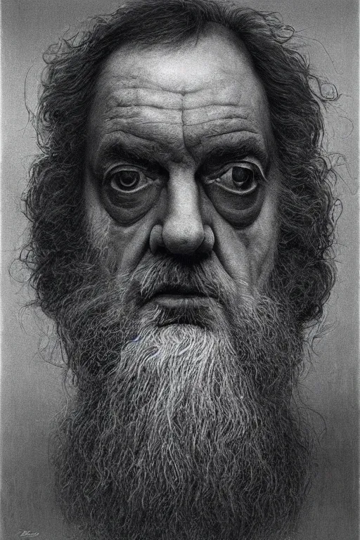 Image similar to portrait of Stanley Kubrick by Zdzislaw Beksinski