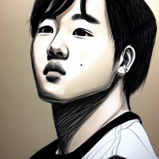 Image similar to portrait of jimin drawn by @ yanomanika cfg _ scale 9