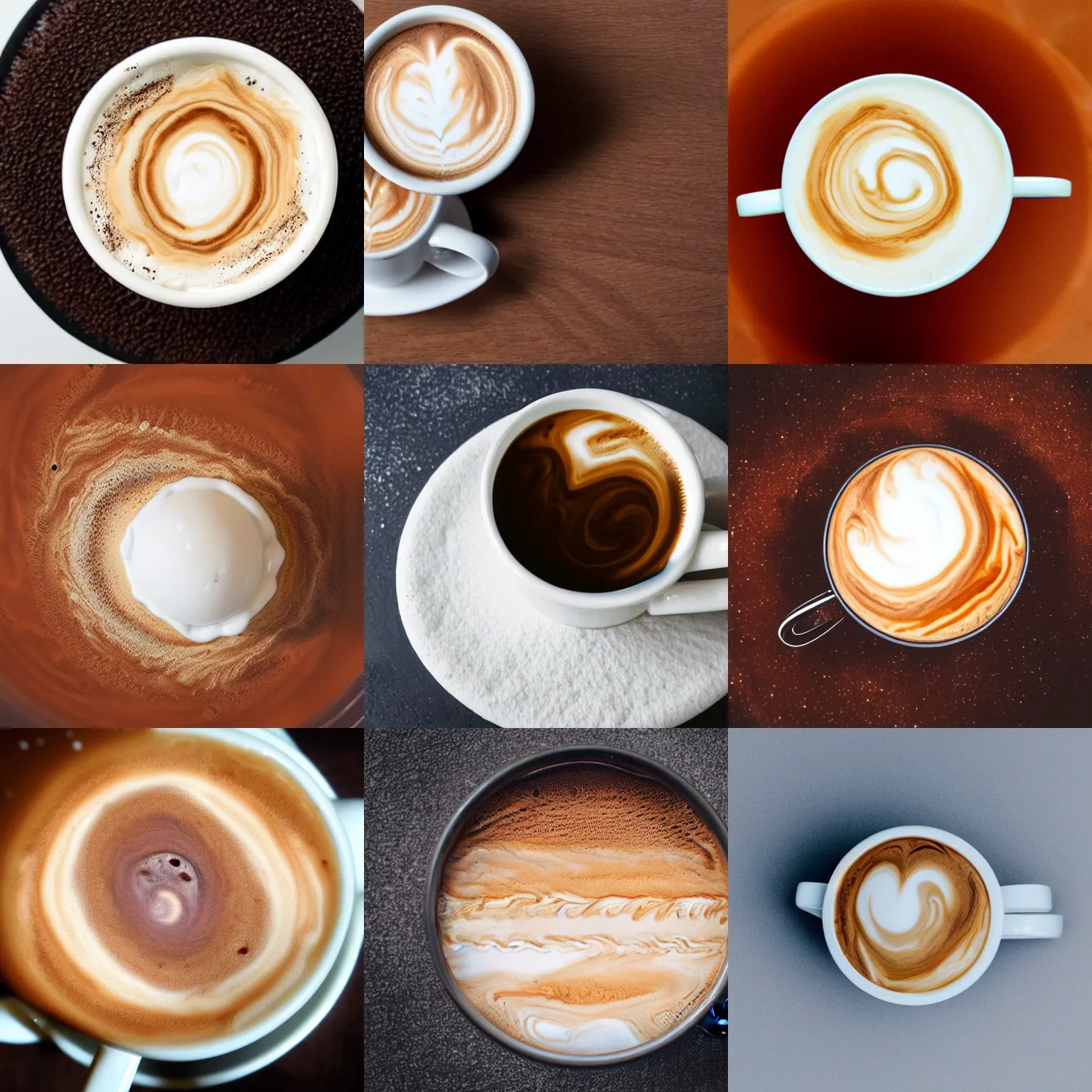 Image similar to The planet Jupiter as cream and foam on a cup of coffee