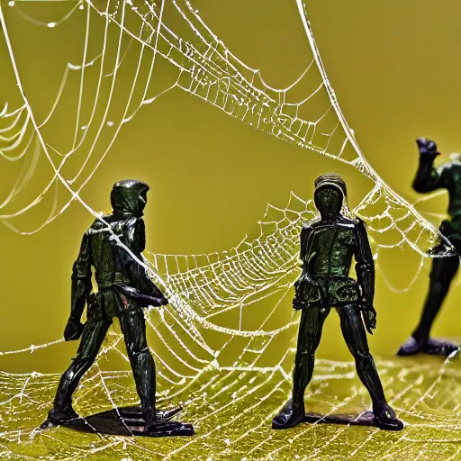 Image similar to toy soldiers in spiderweb