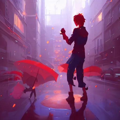 Image similar to hero world singing in the rain, behance hd by jesper ejsing, by rhads, makoto shinkai and lois van baarle, ilya kuvshinov, rossdraws global illumination