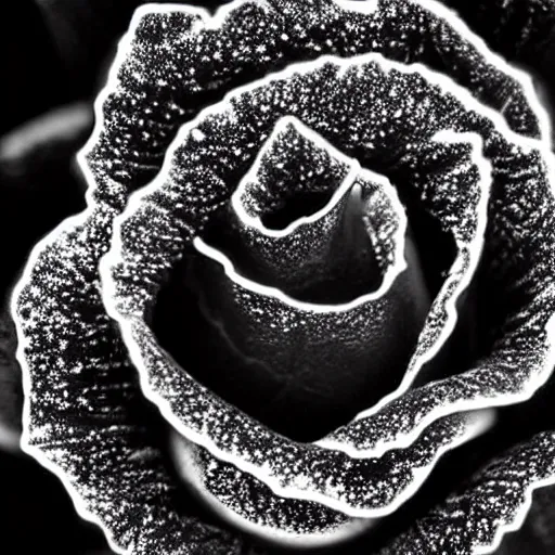 Image similar to award - winning macro of a beautiful black rose made of glowing molten magma