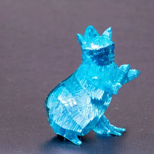 Prompt: small cyan colored crystal creature in big techno city