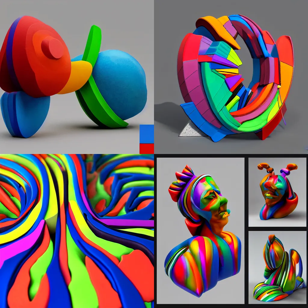 Prompt: a colorful 3D sculpture by Zeitguised