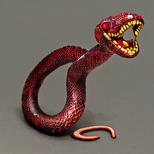 Prompt: red crystal snake with an open mouth and crystal fangs, highly detailed, fantasy, dnd