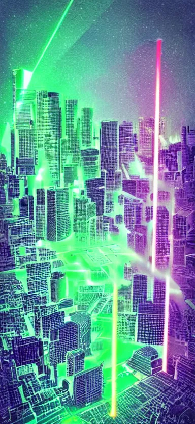 Image similar to “ city of lasers, digital art ”