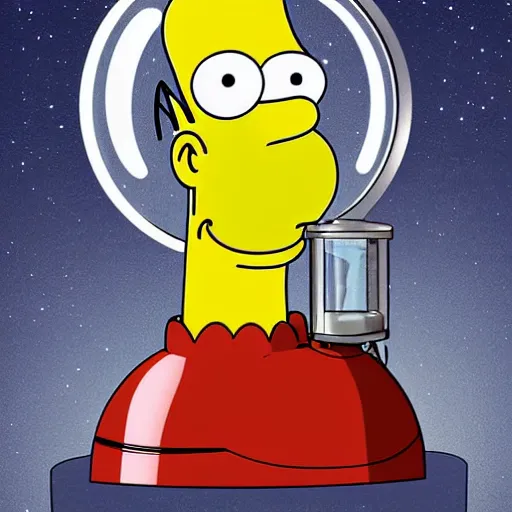 Prompt: A snowglobe that contains Homer Simpson, digital art.