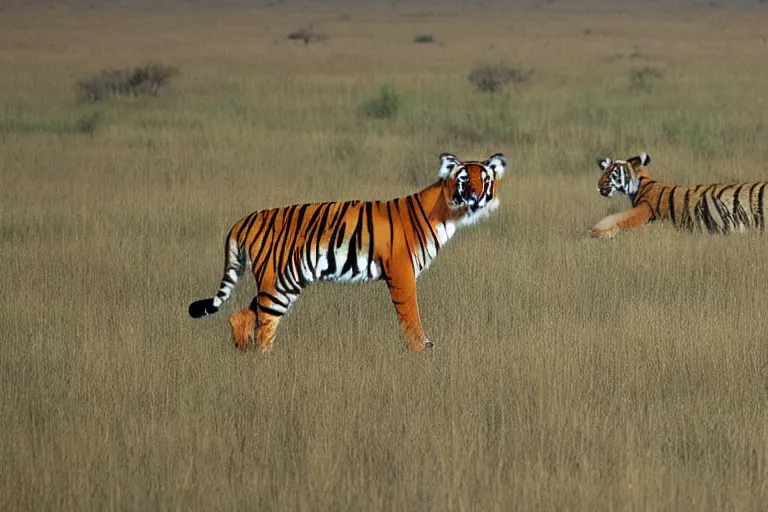 Image similar to antelope, hunting, a tiger, golden hour, 6 0 0 mm, wildlife photo, national geographics