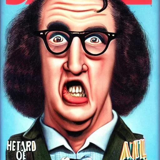 Image similar to Weird Al Yankavic on the cover of MAD MAGAZINE coverart stly Al Gaffee