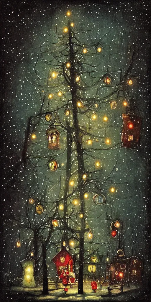 Image similar to a christmas trees night scene by alexander jansson