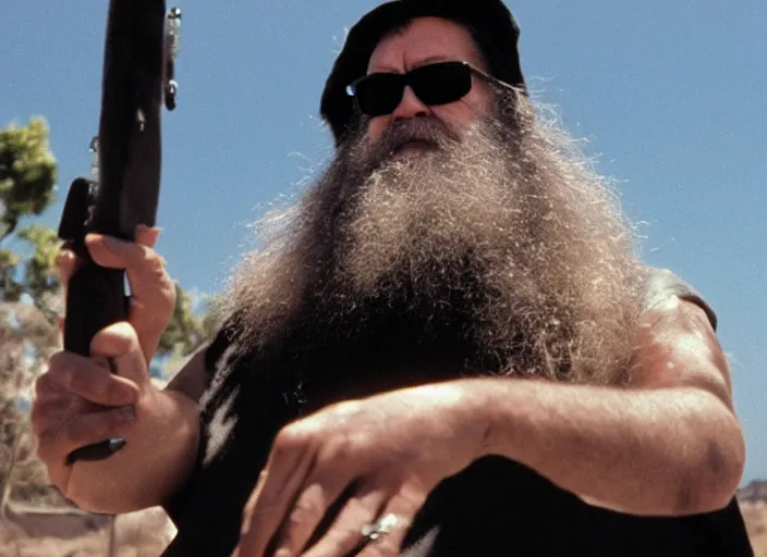 Image similar to rick rubin as boris the animal, men in black hollywood movie screenshot