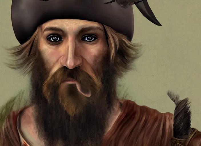 Image similar to a bearded pirate, digital art