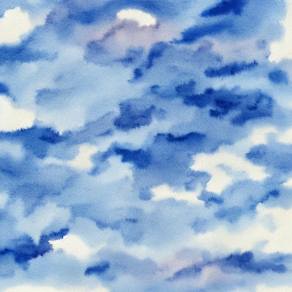 Image similar to blue sky with some clouds, watercolor, muted colors, wallpaper