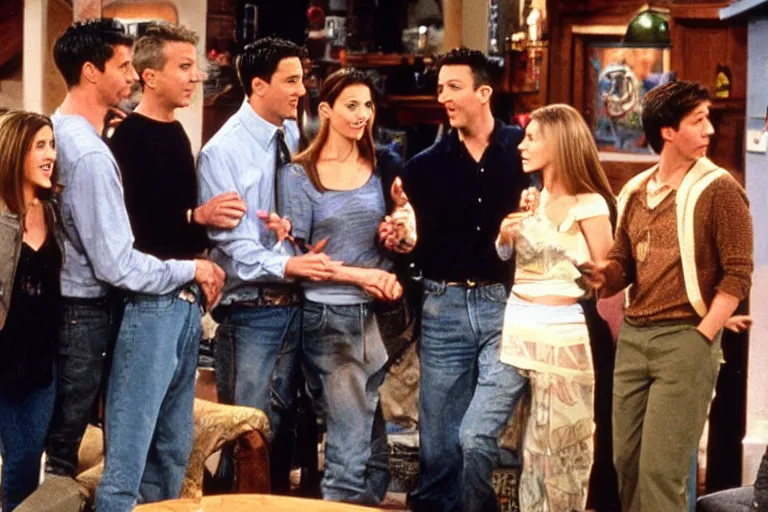 Prompt: the episode of Friends where everyone turns into a robot