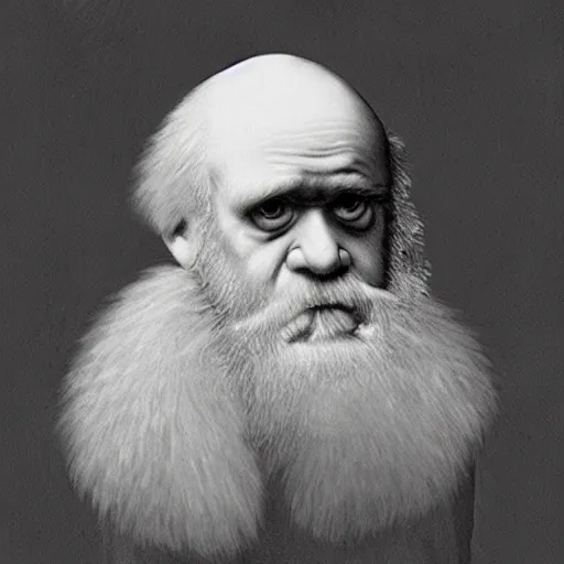 Image similar to “Charles Darwin, drawing, cyberpunk”