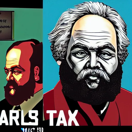 Image similar to Karl Marx gta cover art