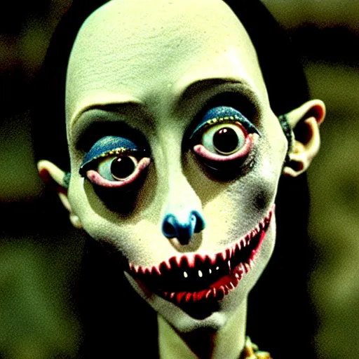 Image similar to claymation jacinda arden by jan svankmajer, hyperrealistic, very detailed, tim burton, 3 5 mm film still, gothic, horror, eldritch