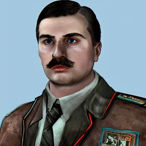 Prompt: young Lech Wałęsa as a game character in metro 2033