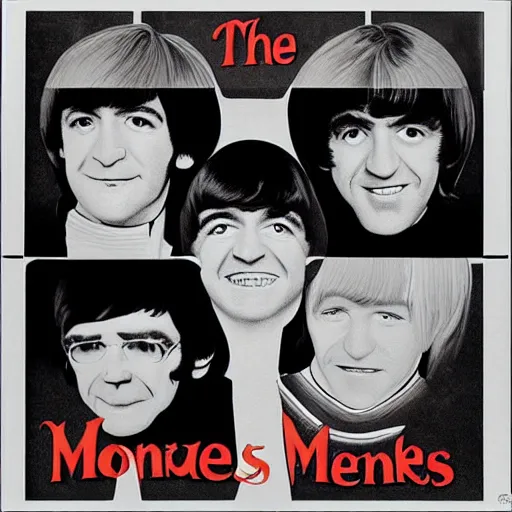 Prompt: The Monkees as The Beatles, album cover,