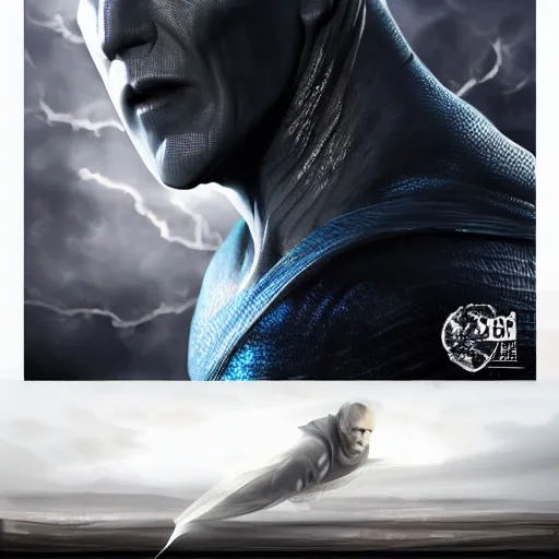 Image similar to Voldemort potrayed as Man of steel by Zack Snyder, Christopher Nolan, 8k photorealistic, cinematic lighting, HD, high details, dramatic, trending on artstation, above view, dark atmosphere