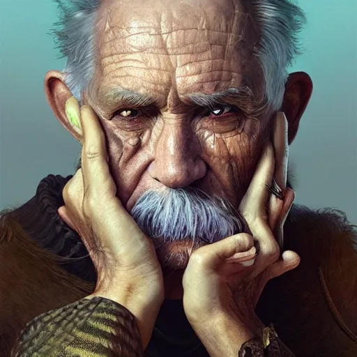 Prompt: ultra realistic illustration, bella thorne as old man, intricate, elegant, highly detailed, digital painting, artstation, concept art, smooth, sharp focus, illustration, art by artgerm and greg rutkowski and alphonse mucha