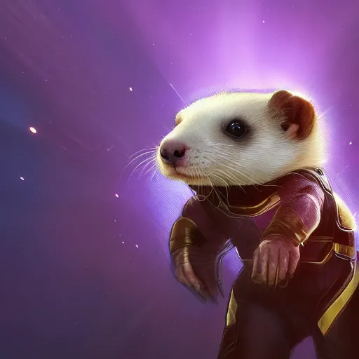 Image similar to A ferret is Thanos, hyperdetailed, artstation, cgsociety, 8k