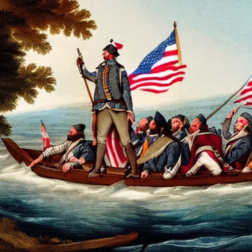 Image similar to Washington Crossing the Delaware as a back tattoo