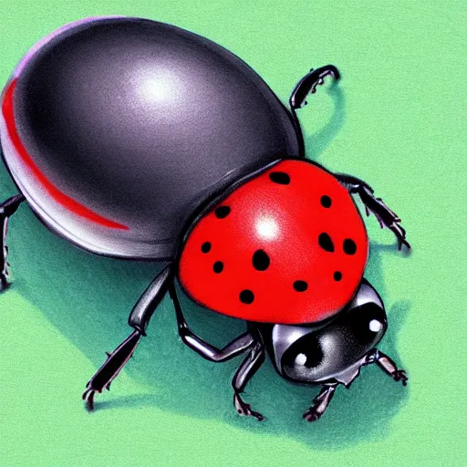 Image similar to cute ladybug crawling on a maple leaf, concept art, illustrated, highly detailed, high quality, bright colors, optimistic,