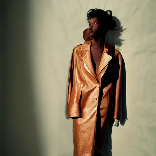 Image similar to realistic photoshooting for a new ssense!!! lookbook, color film photography, photo of a woman, photo in style of tyler mitchell, 3 5 mm, featured on vogue