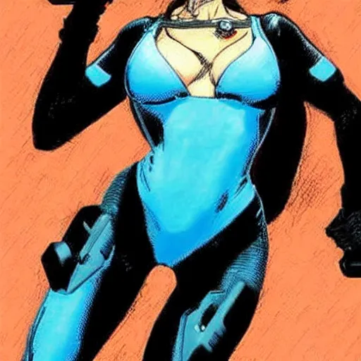 Image similar to Selina Kyle. Apex legends cyberpunk weight lifter. Concept art by James Gurney and Mœbius.