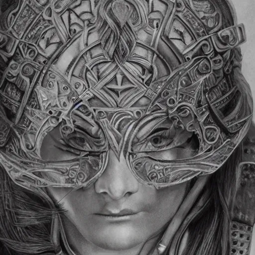 Prompt: hyper realistic pencil drawing of Christina Henricks as a viking princess, intricate detail, beautiful, battle armor, war, fight, light, dragon, colorful