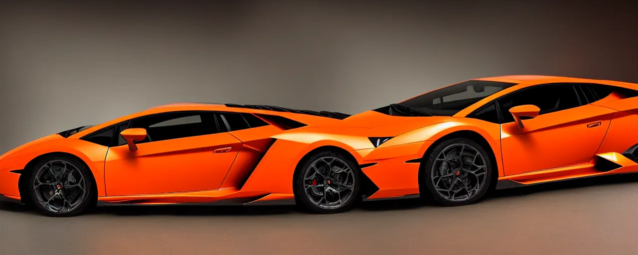 Prompt: lamborghini aventator in dark orange metallic, bright spotlight, hyperdetailed, 8k