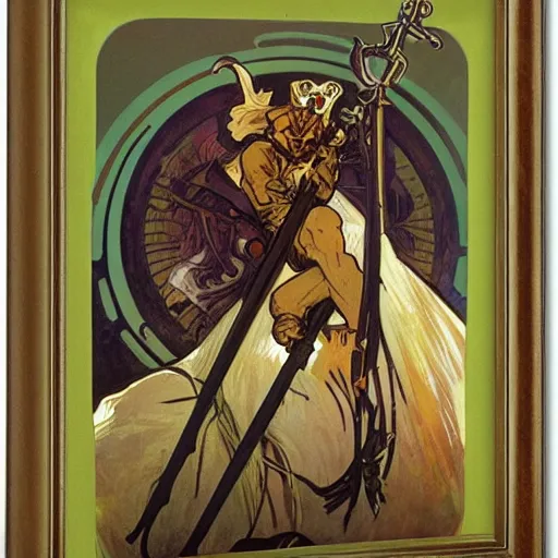 Image similar to skaven hero by alphonse mucha