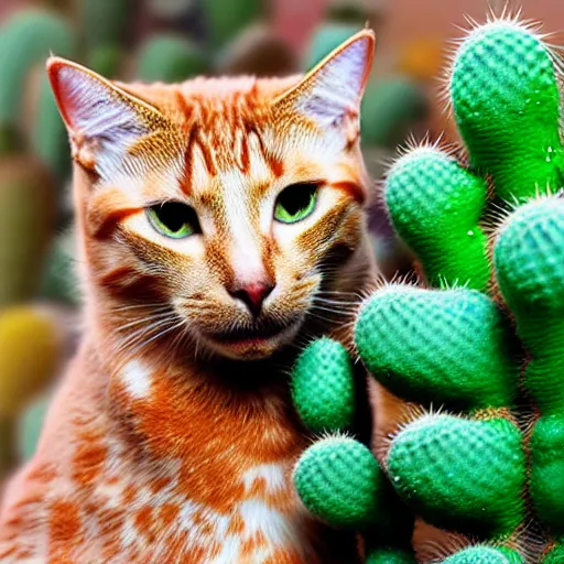 Image similar to A cat licking a cactus