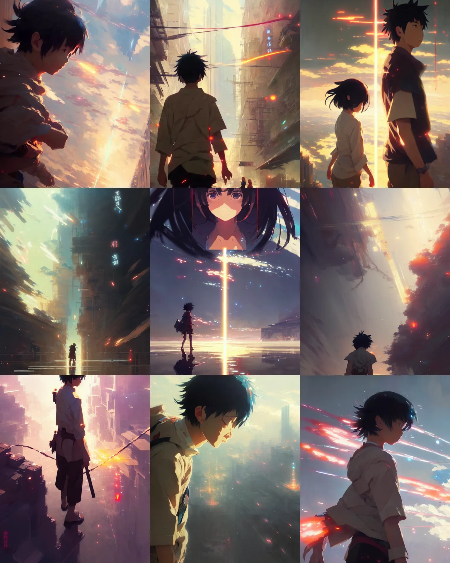 Prompt: your name anime, intricate, sharp focus, illustration, highly detailed, digital painting, concept art, matte, art by ruan jia and wlop and greg rutkowski, masterpiece