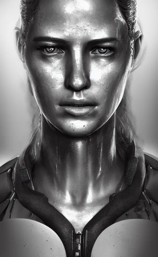 Image similar to Female in police uniform, hyperrealistic mixed media, stunning 3d render inspired art by P. Craig Russell and Barry Windsor-Smith + perfect facial symmetry + dim volumetric lighting, 8k octane beautifully detailed render, post-processing, extremely hyperdetailed, intricate futuristic mechanic parts, epic composition, grim yet sparkling atmosphere, cinematic lighting + masterpiece, trending on artstation