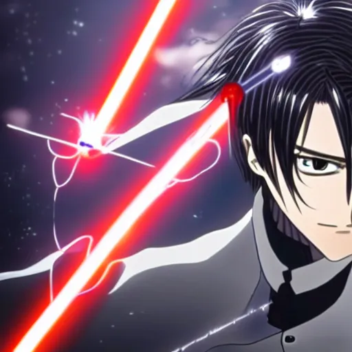 Levi Ackerman from Attack on Titan using lightsabers,, Stable Diffusion