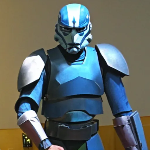 Prompt: temura morrison as captain rex, live action clone wars movie still