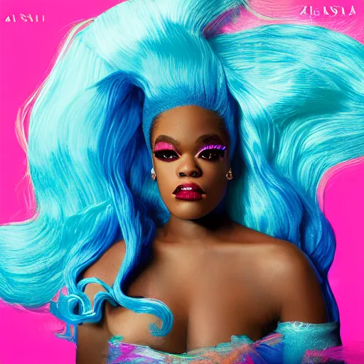 Image similar to azealia banks fantasea ii : the second wave album cover, seapunk 2. 0, yemaya, madre agua, rapunzel mermaid hair