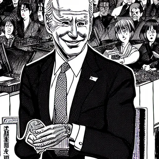 Image similar to Joe Biden junji ito manga