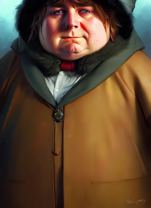 Image similar to portrait of eric cartman, victorian, concept art, detailed face, fantasy, close up face, highly detailed, cinematic lighting, digital art painting by greg rutkowski