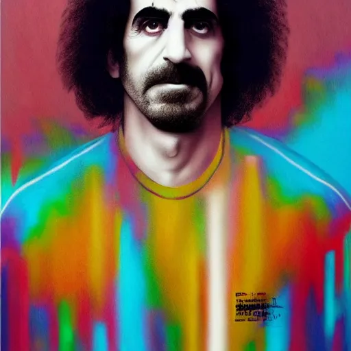 Prompt: minimalism frank zappa ornate background, beautiful fantasy detailed trending on artstation, oil painting, dramatic lighting, eterea, high quality print, fine art with subtle redshift rendering
