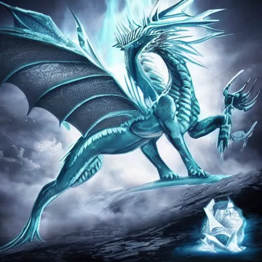 Image similar to ice dragon, ruler, destroyer, immortal, sleeping, powerful, realistic